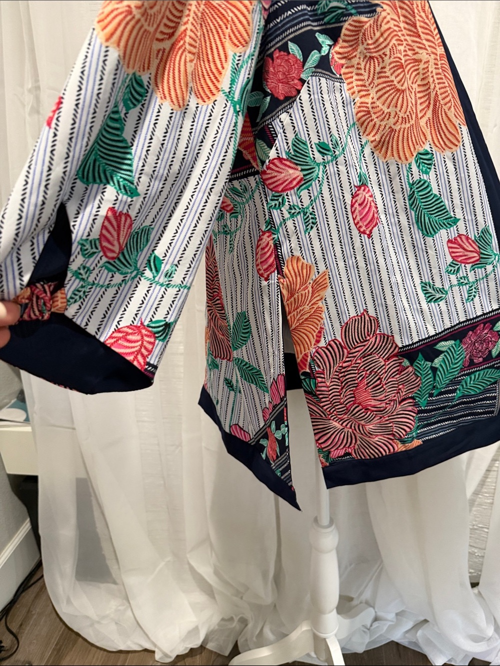 Chico's Navy Multicolor Floral Patchwork tunic - Picture 4 of 8
